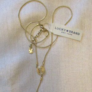 NEW Lucky Brand Gold Tone Necklace Y Drop Pendant New with Tag